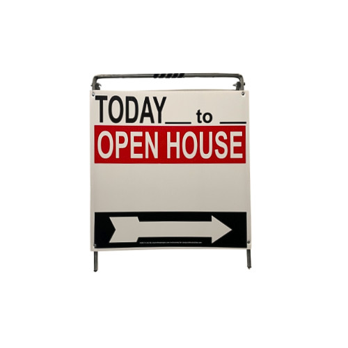 Real Estate Open House Sign Kit Metal A-Frame 5 Pack RWBK w/ Today Times