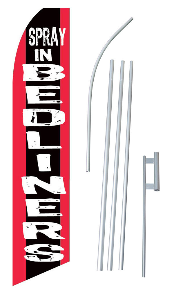 Complete 15&prime; Spray In Bedliners Kit Swooper Feather Flutter Banner Sign Flag