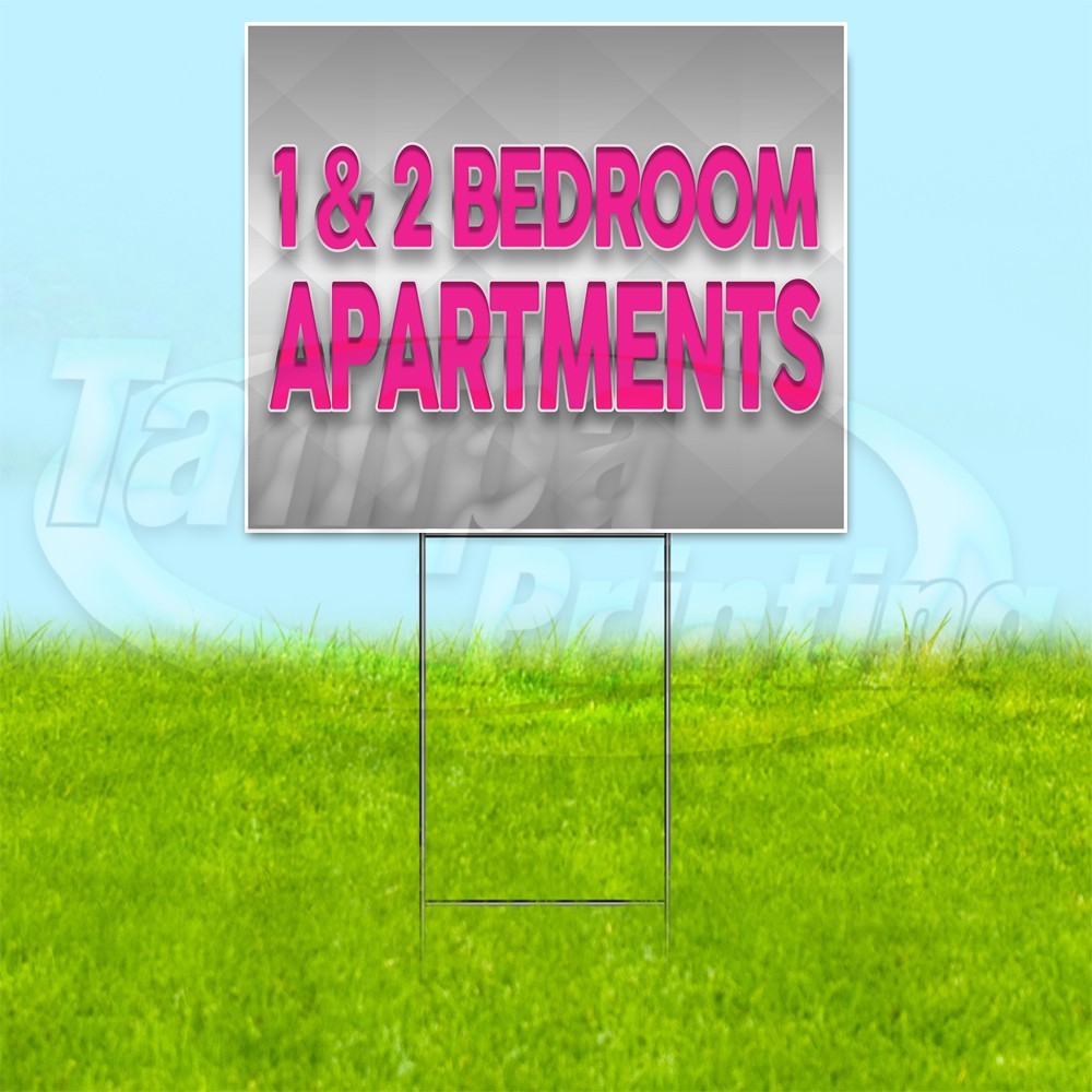 1 & 2 BED APARTMENTS 18×24 Yard Sign Plastic Corrugated WITH STAKE USA YS00287