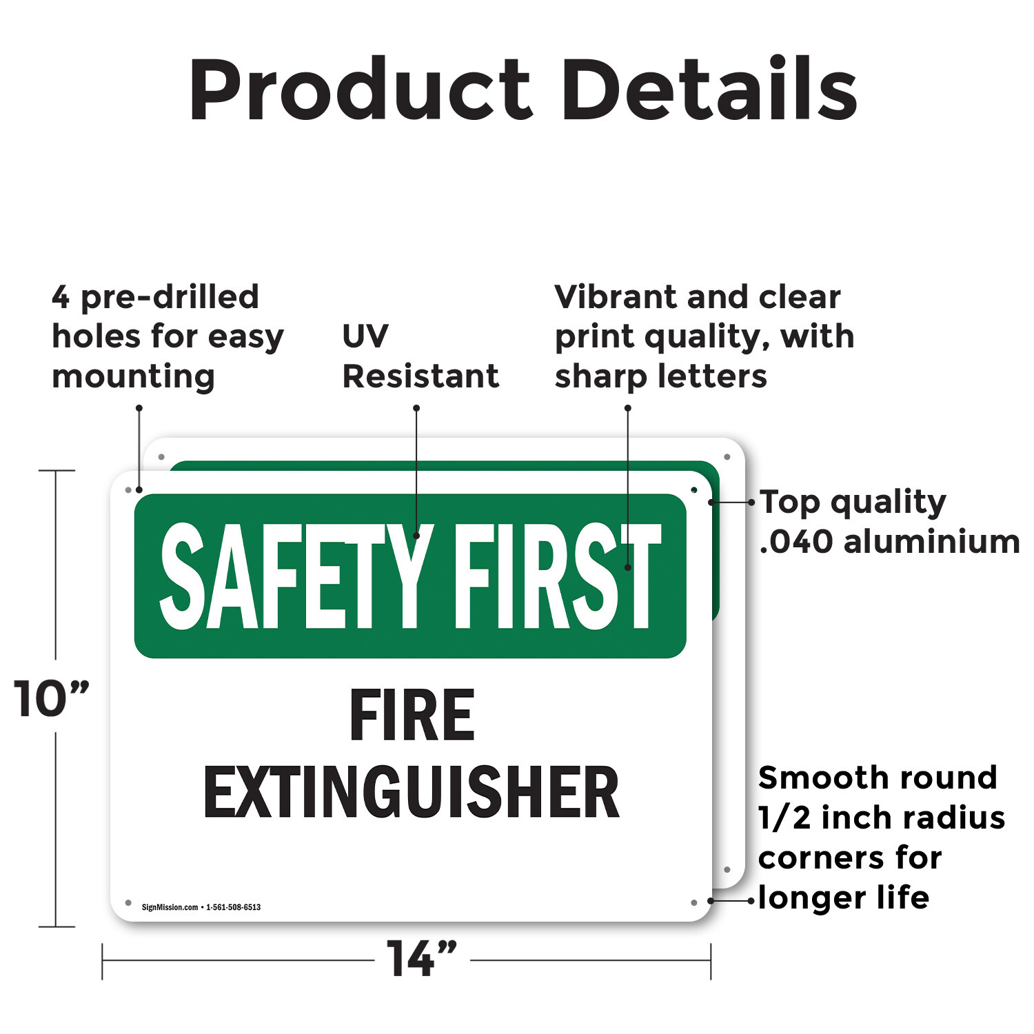 (2 Pack) Fire Extinguisher OSHA Safety First Sign Decal Metal Plastic