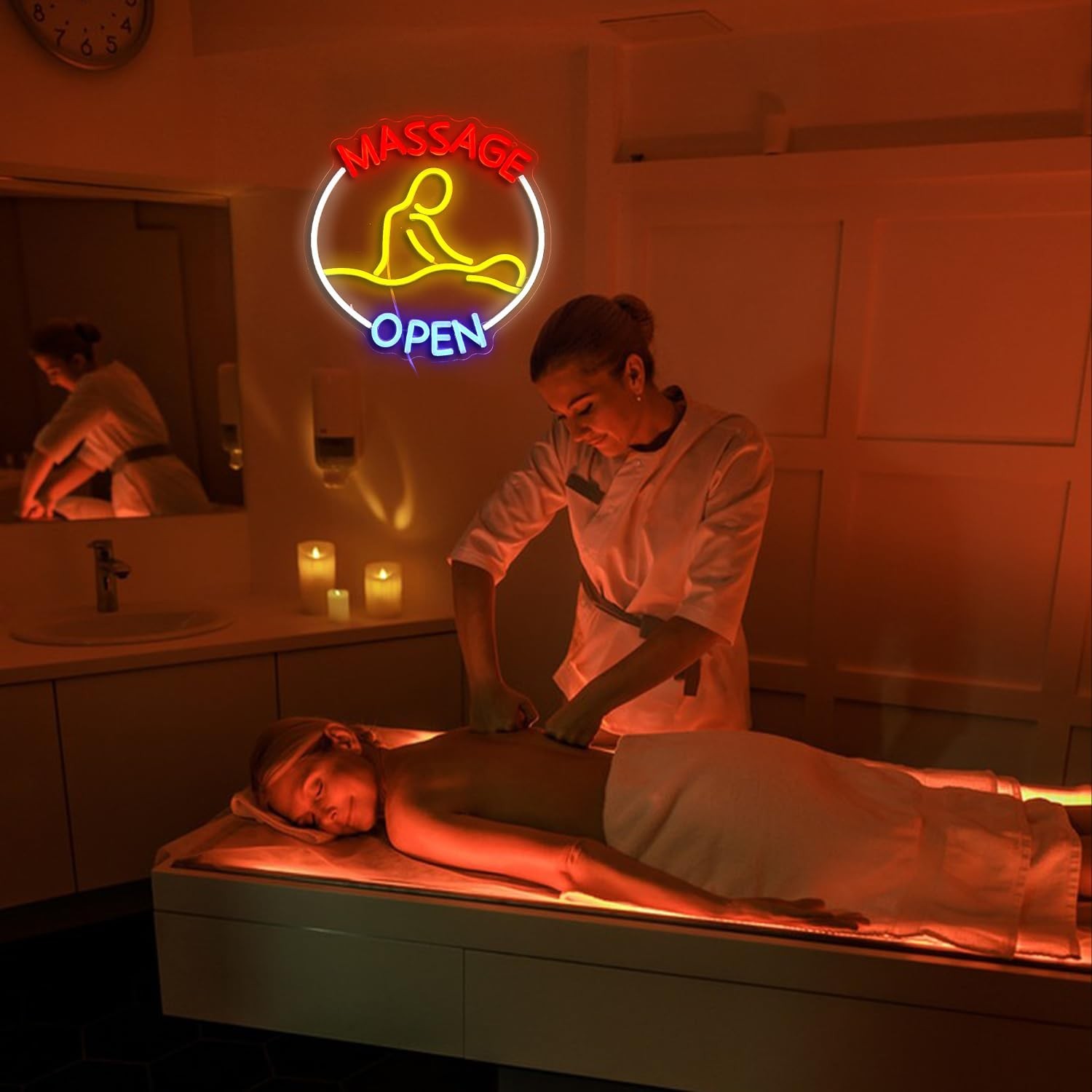 Massage Open Neon Sign USB LED Massage Relax Pattern Neon Light for SPA Dimma…