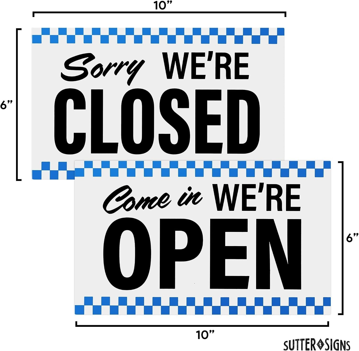 Open Closed Sign for Business, 10&Prime; x 6&Prime; Double Sided Plastic Sign with Twine,…