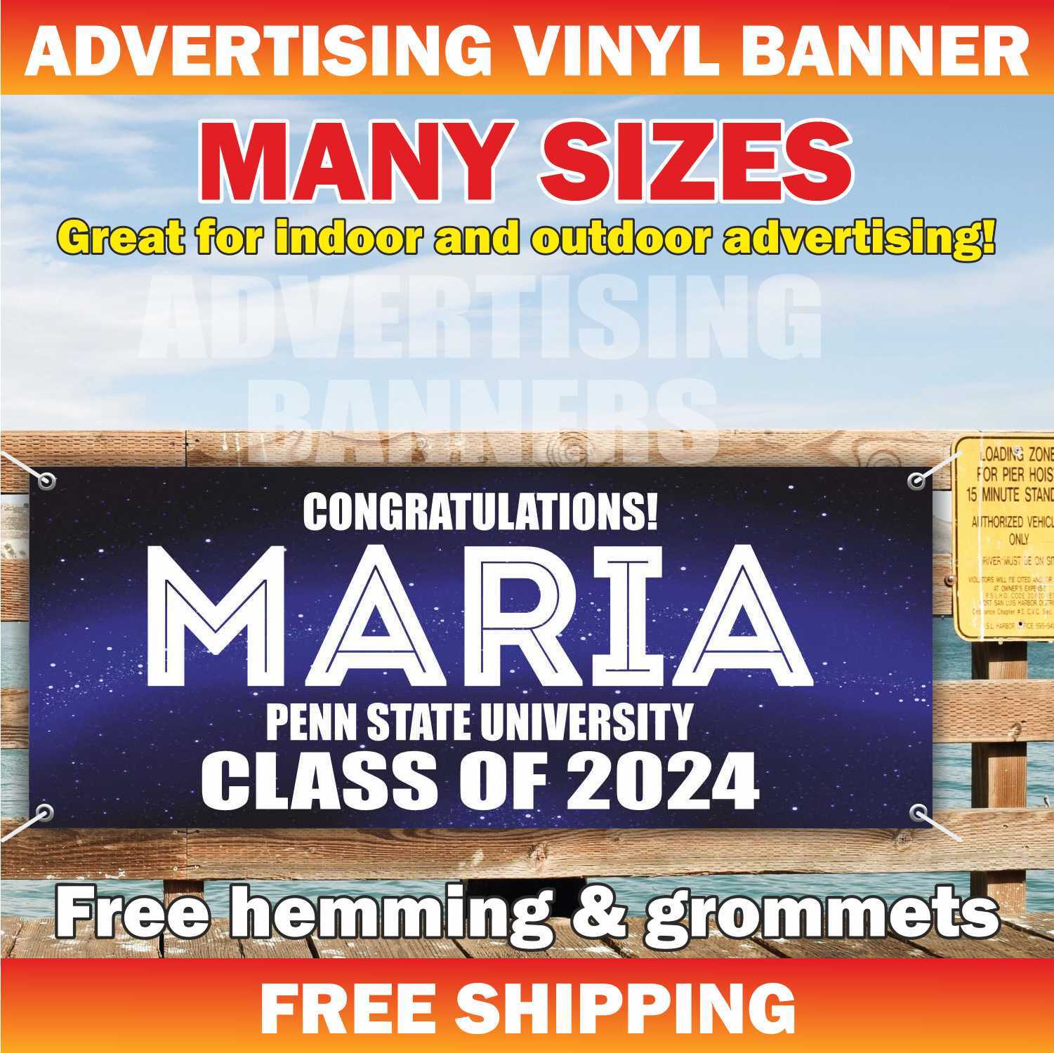 CLASS OF 2024 Advertising Banner Vinyl Mesh Sign School University Graduate