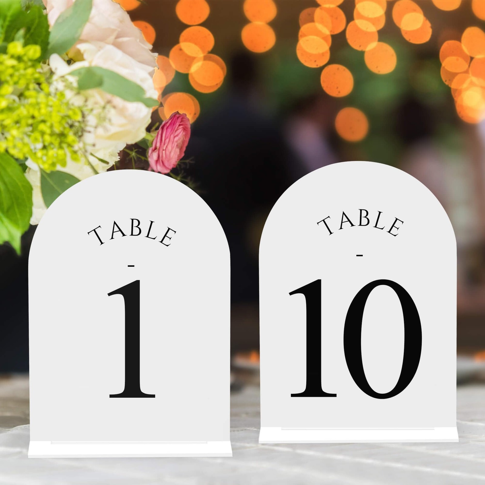 Arch Wedding Table Numbers 110 With Stands 5×7 Inch White Acrylic Black