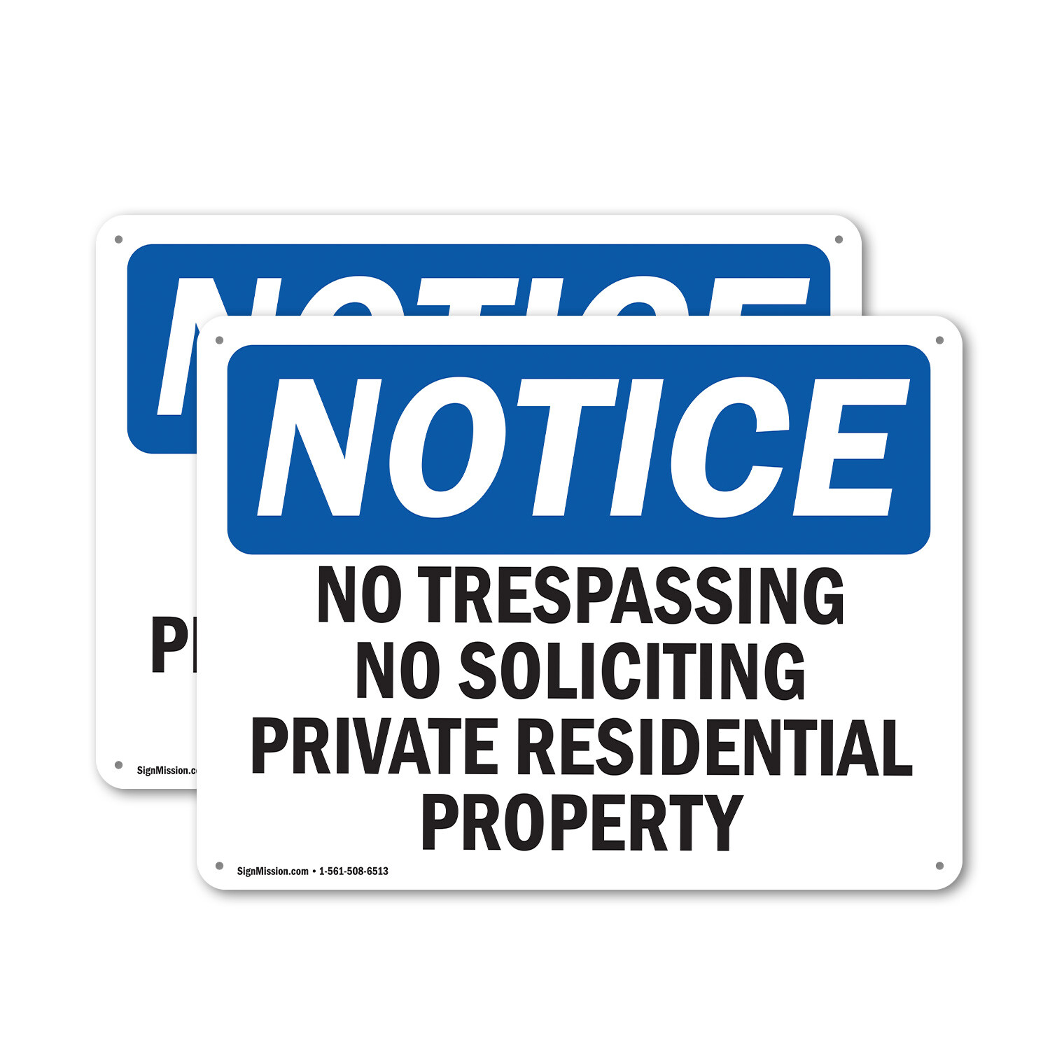 (2 Pack) No Trespassing No Soliciting Private Residential OSHA Notice Sign Decal