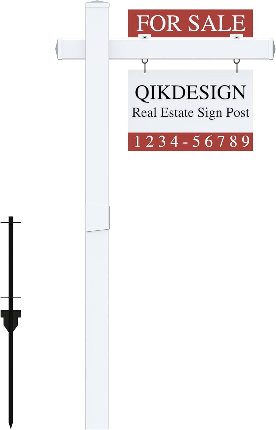Vinyl PVC Real Estate Sign Post 6&prime; Tall (Connected Type), White Realtor Yard Sig