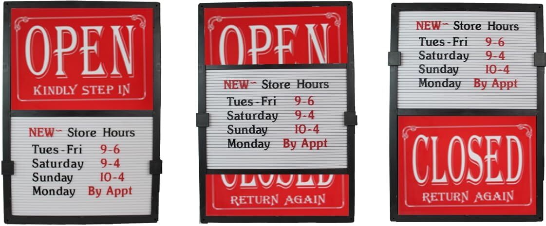 Glassmate Vertical Open/Closed Message Slider Board Sign | 14&Prime;W x 20&Prime;H