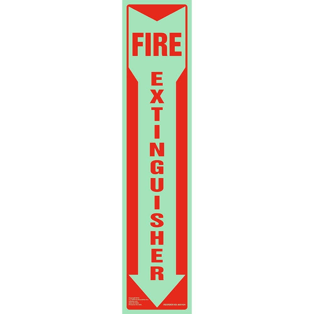 2-Pack 3×13.5&Prime; Glow in The Dark « Fire Extinguisher » Self Adhesive Vinyl Sign