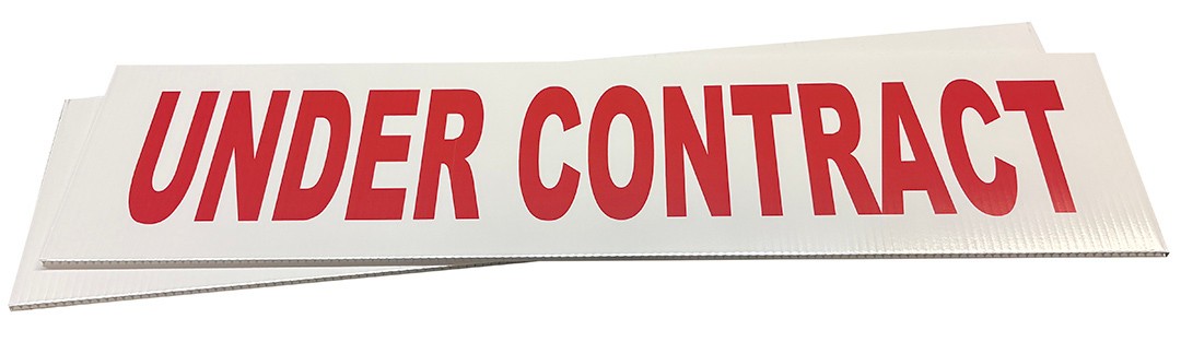 2 Pack 6×24 Inch UNDER CONTRACT Real Estate Rider Corrugated Plastic Sign wrb