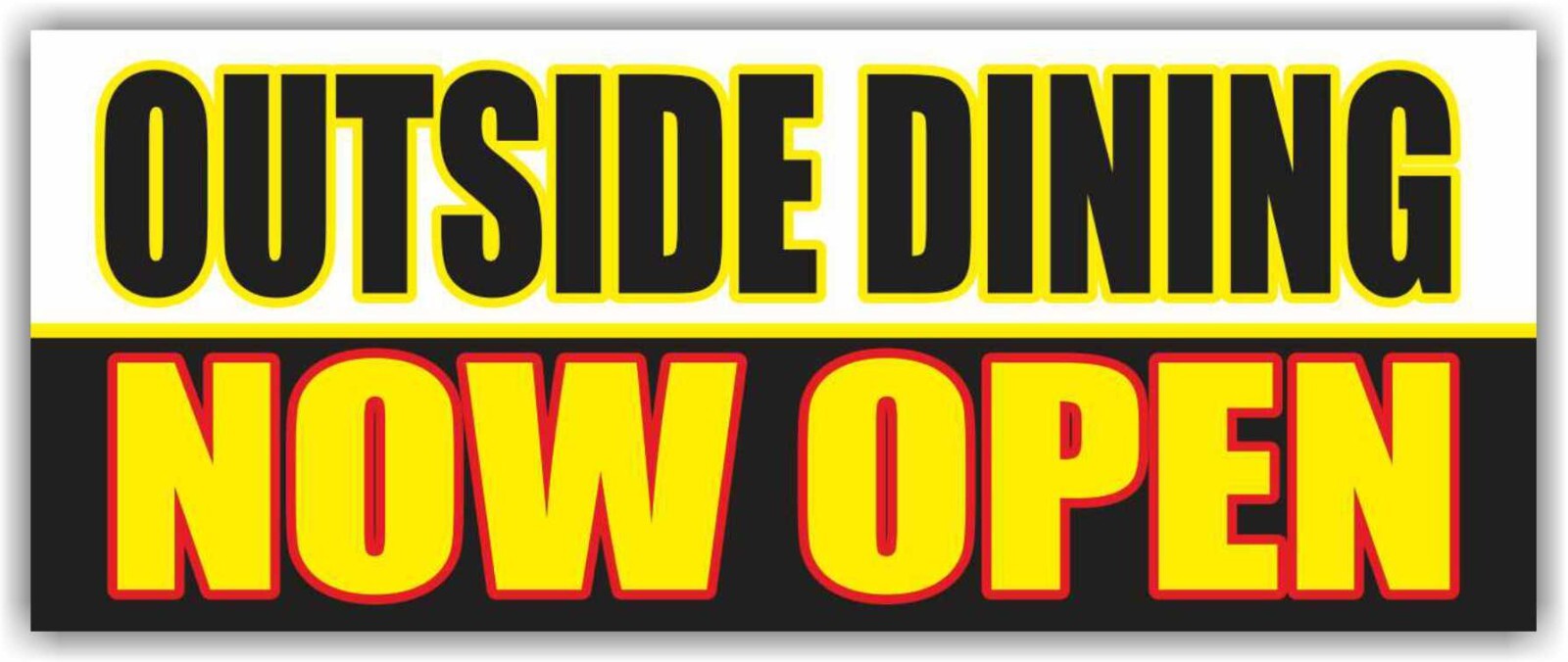 OUTSIDE DINING NOW OPEN Advertising Banner Vinyl Sign Patio Welcome Breakfast