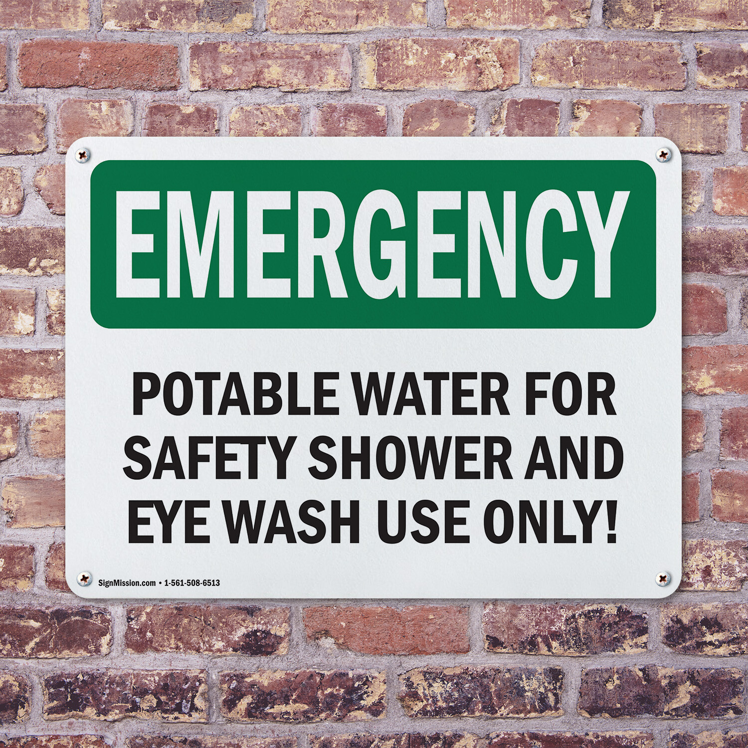 (2 Pack) Potable Water For Safety Shower And Eye OSHA Emergency Sign Decal Metal