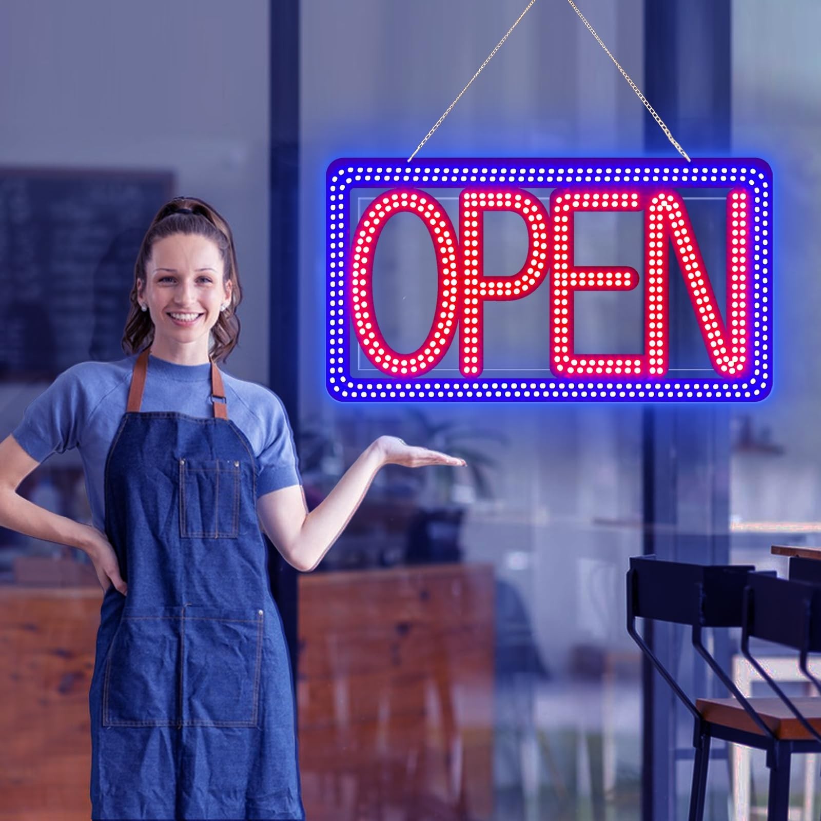 16.5&Prime;x9&Prime; Horizontal LED Open Sign for Business – Ultra Bright & Dimmable Stor…