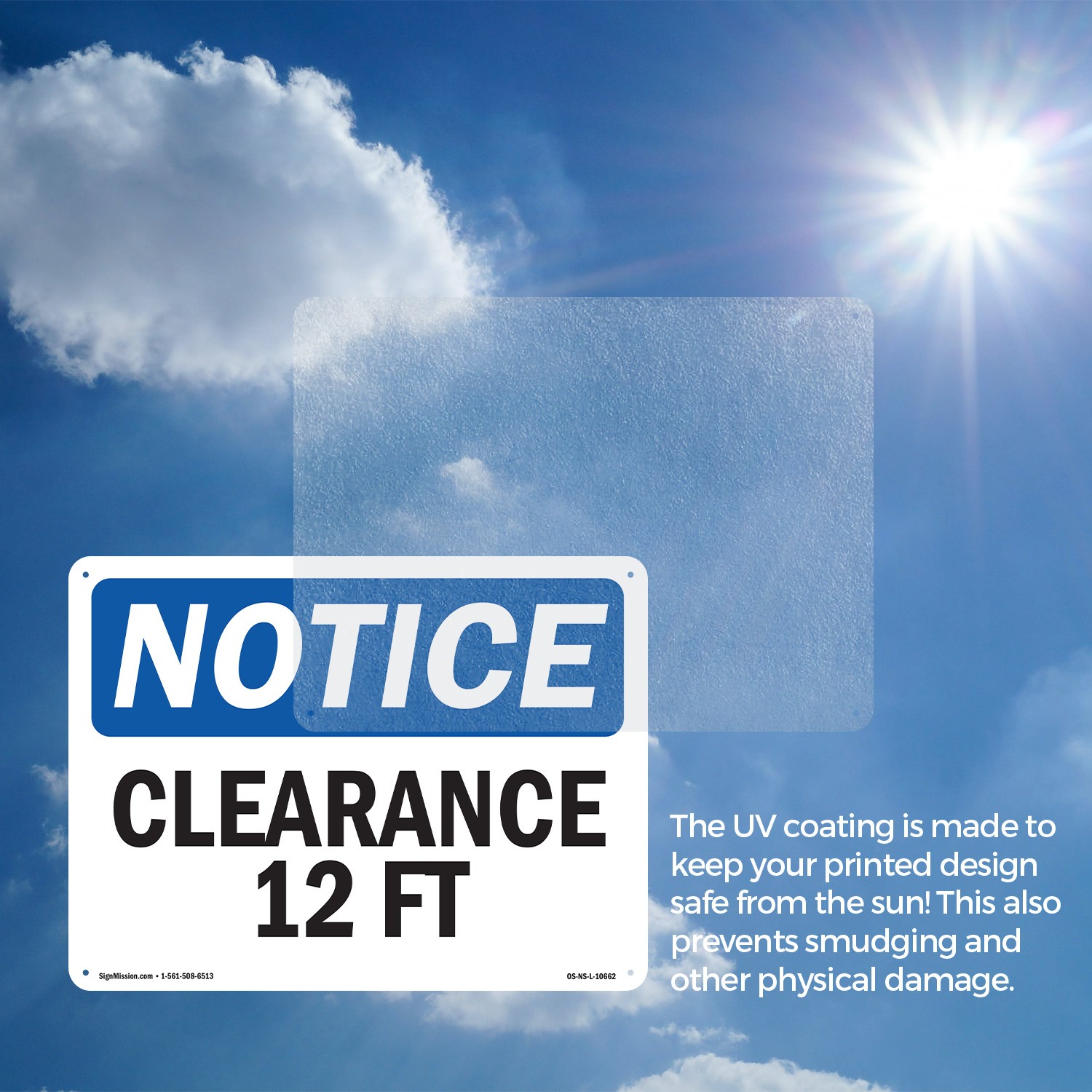 Clearance 12 Ft OSHA Notice Sign Metal, Plastic, Or Decal – 5 or 10 Pack