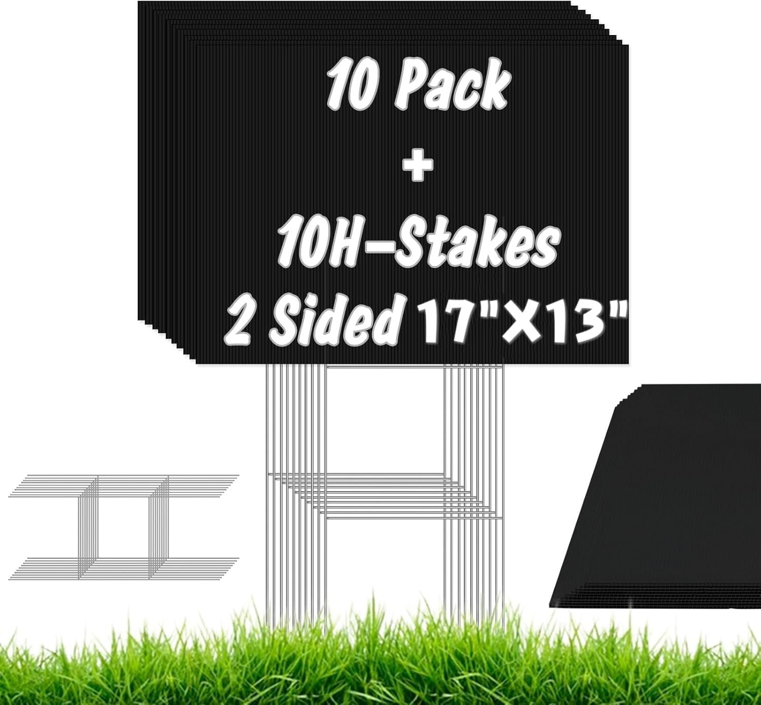 10 Pack Black Blank Yard Signs 17×13 Inches – Durable & Weatherproof for Events