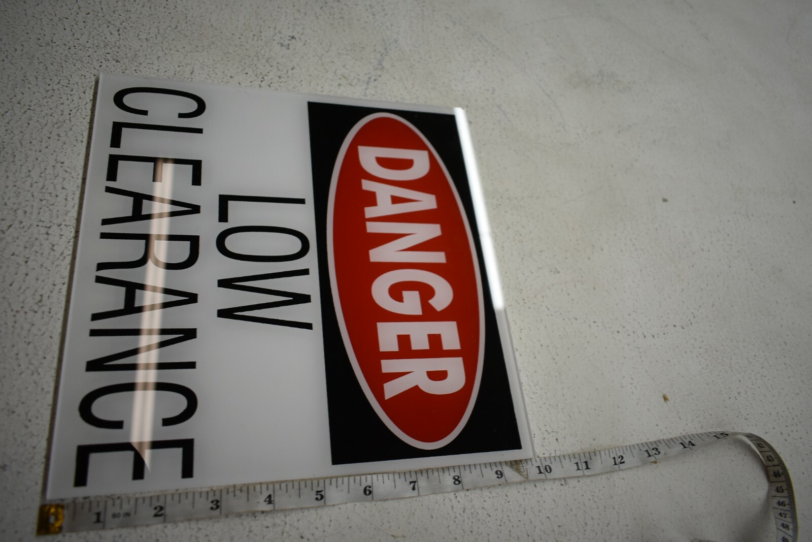 Bulk Lot 19 Danger Low Clearance 10&Prime; x 10&Prime; Acrylic Stick Back Signs Garage