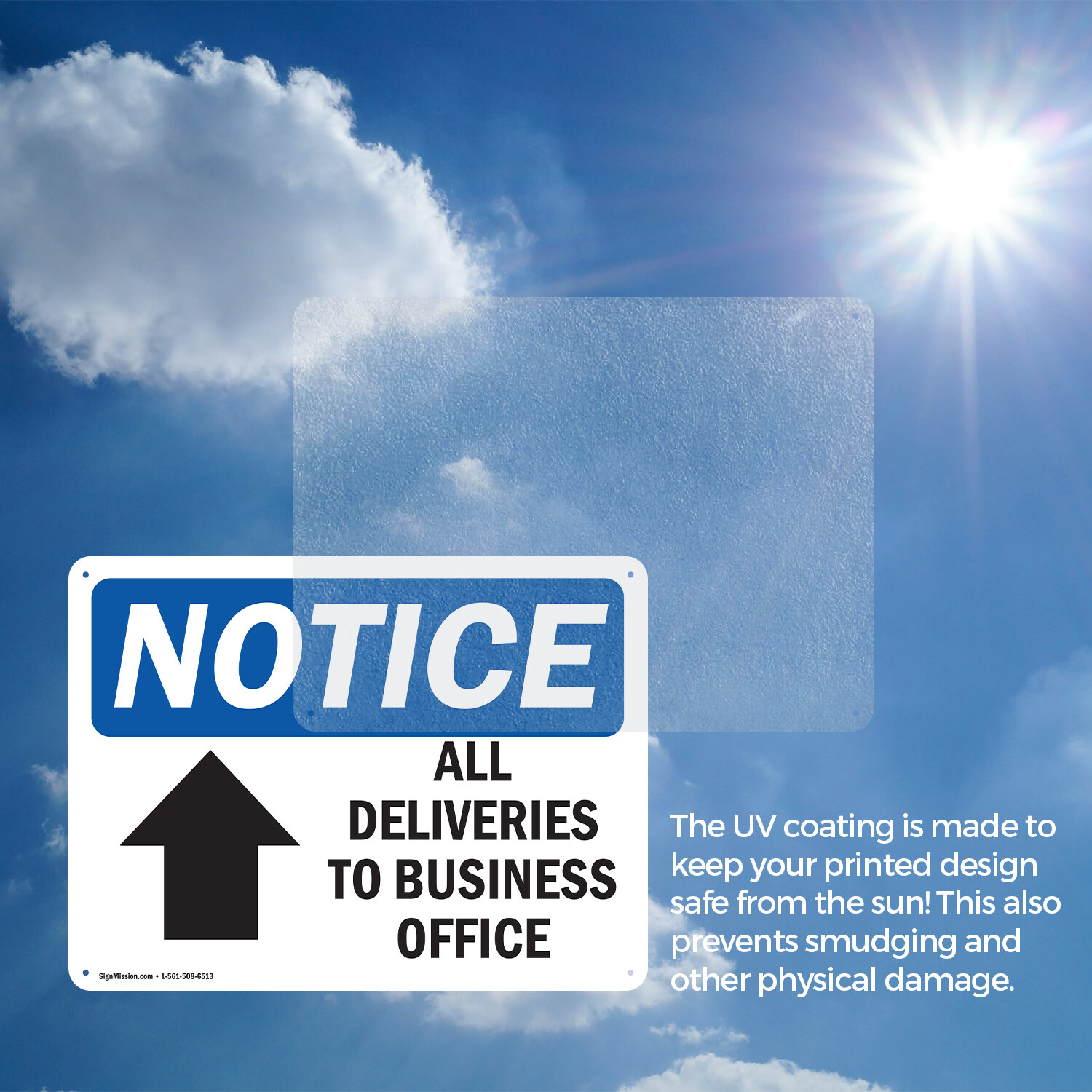 (2 Pack) All Deliveries To Business Office OSHA Notice Sign Decal Metal Plastic