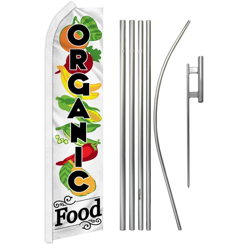 Organic Food Swooper Advertising Flag & Pole Kit