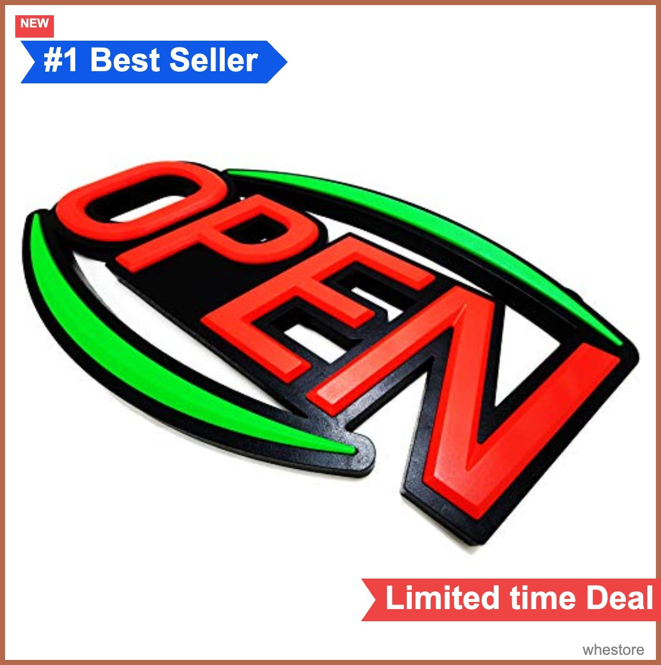 LED Open Sign 32×17 Inch Ultra Bright Red Green Remote Control Wall Mountable