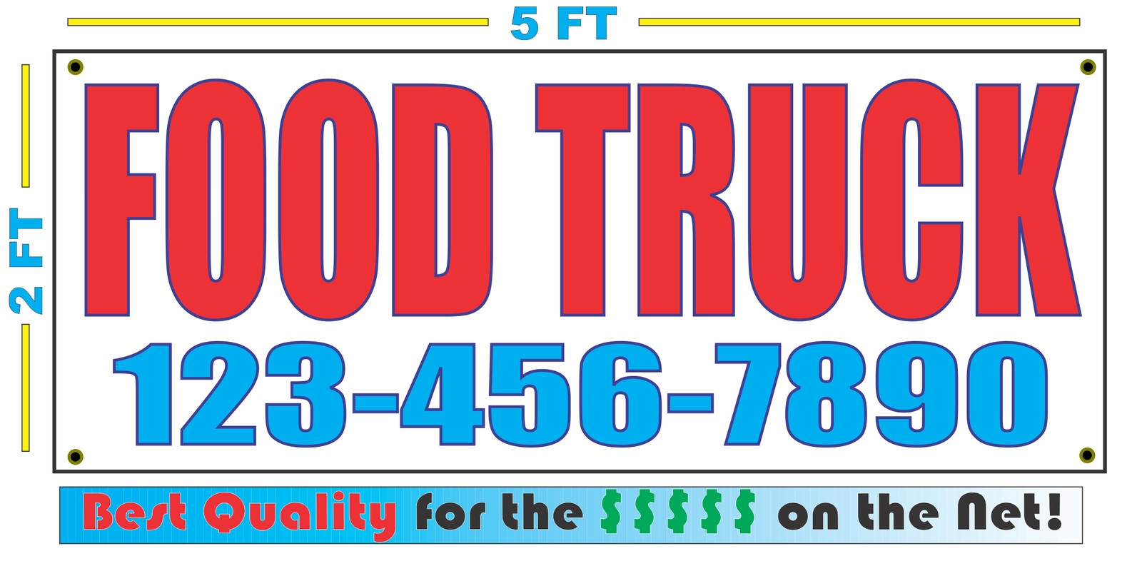 FOOD TRUCK w/ CUSTOM PHONE Banner Sign NEW Larger Size High Quality!