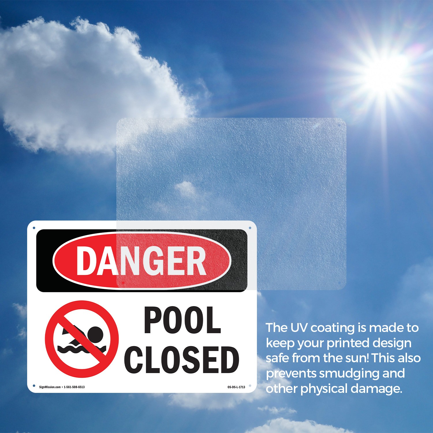 Pool Closed OSHA Danger Sign Metal, Plastic, Or Decal – 5 or 10 Pack