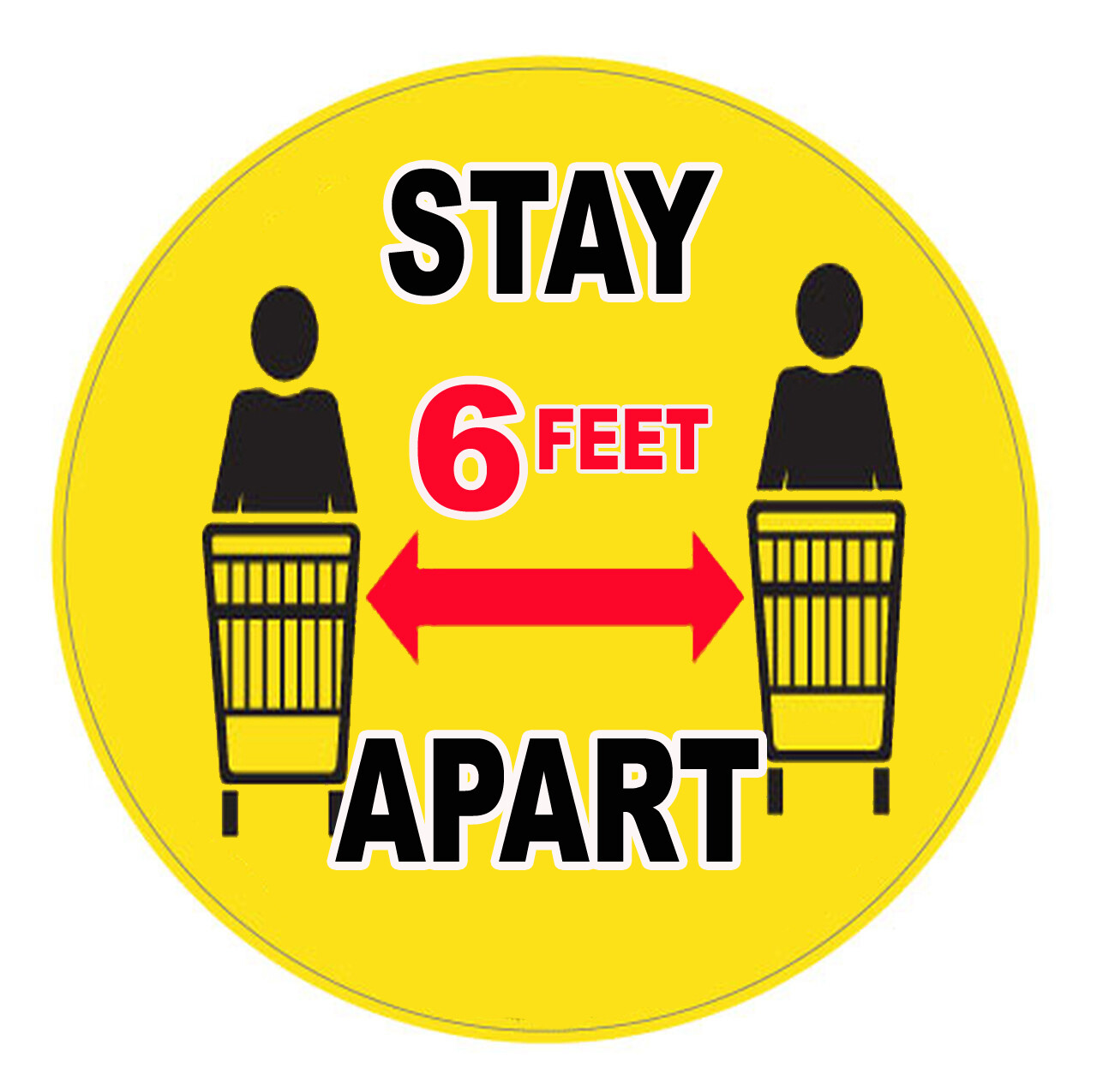 Social Distancing SUPERMARKET Floor/Wall STICKER Sign Pack of 4 – 14Inch