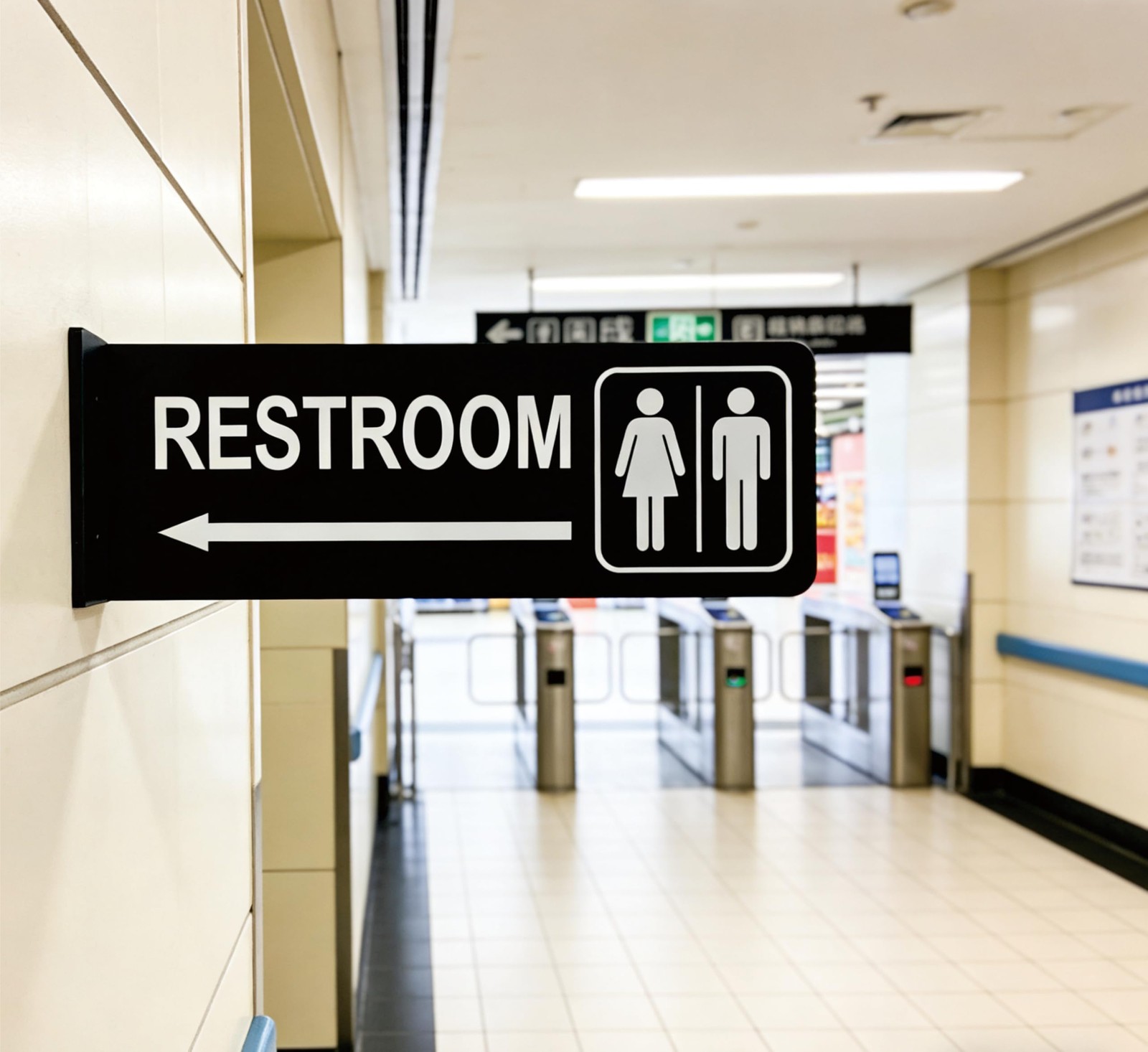 Double-Sided Restroom Sign W/ Arrow 12&Prime;x4&Prime; Premium Frosted Acrylic Black