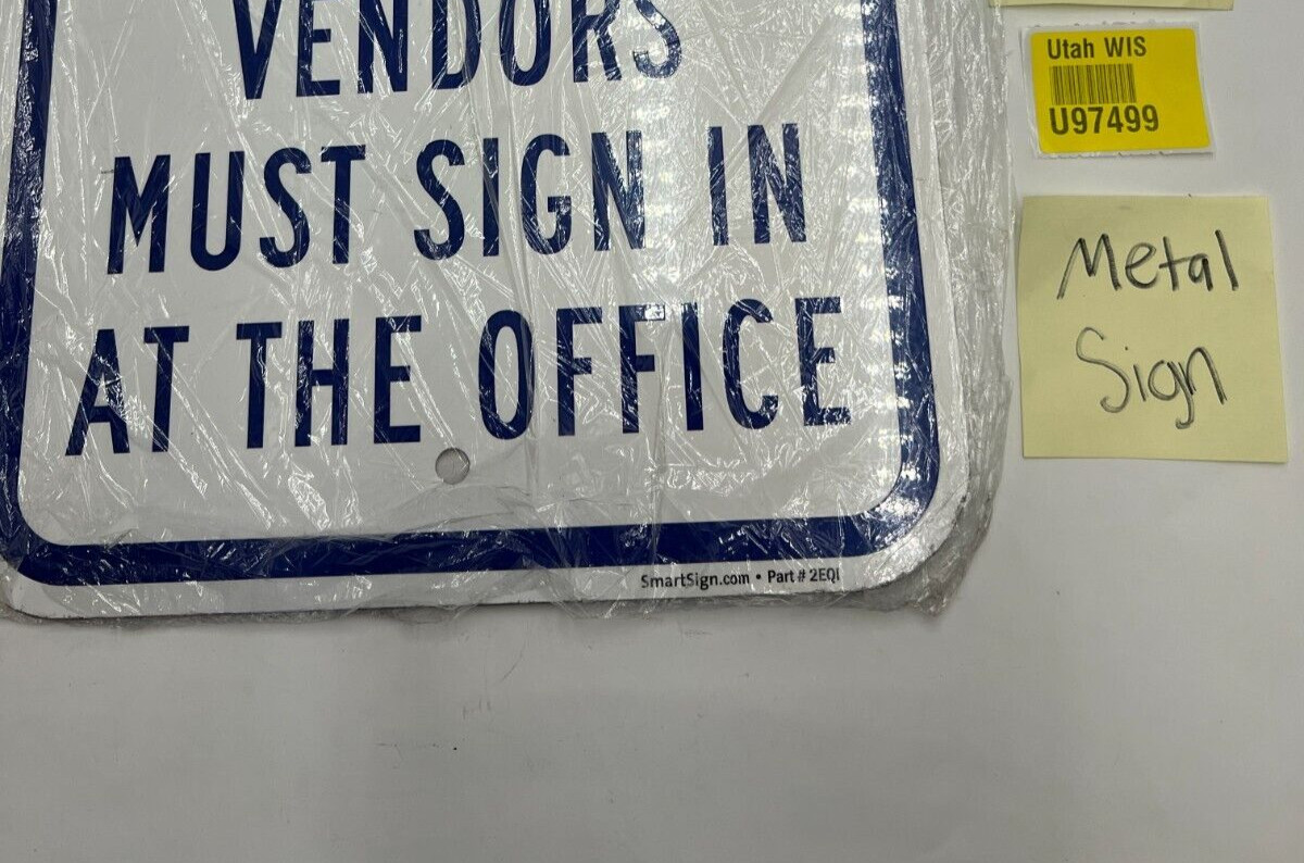 Qty 2 SmartSign All Visitors and Vendors Must Sign In Office Sign 12 x 18&Prime; 2EQI