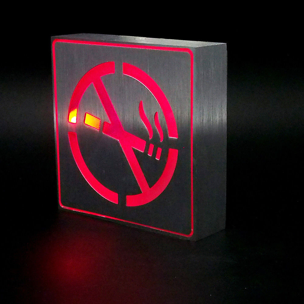 No Smoking Sign Light 4.5&Prime; Red LED Aluminum Wall Light Lamp Business Shop Bar
