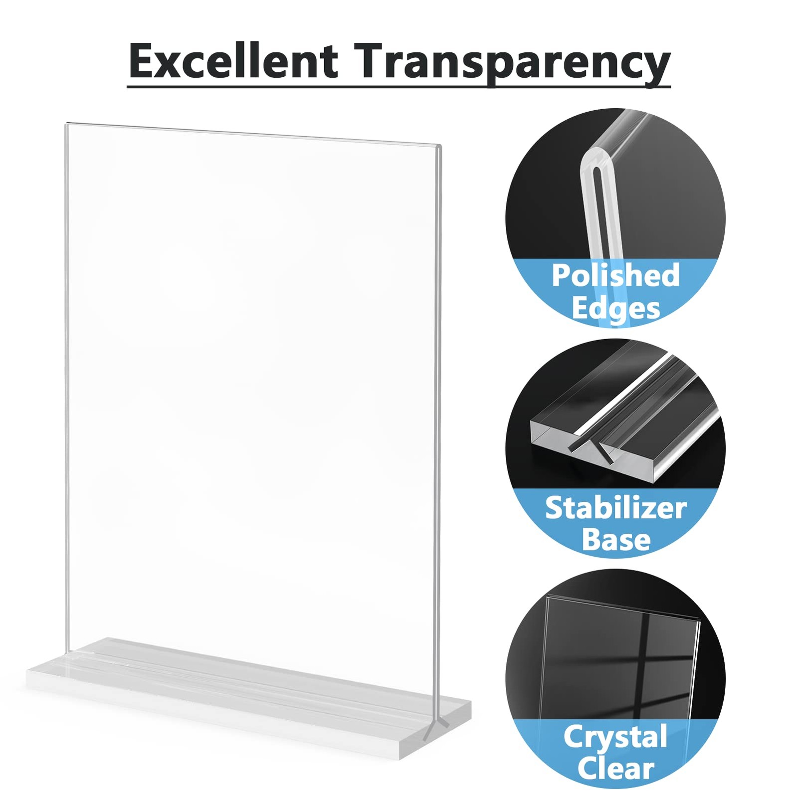MaxGear Acrylic Sign Holder 8.5×11 Inches 2 Pack, Double 8.5 »x11 », Clear