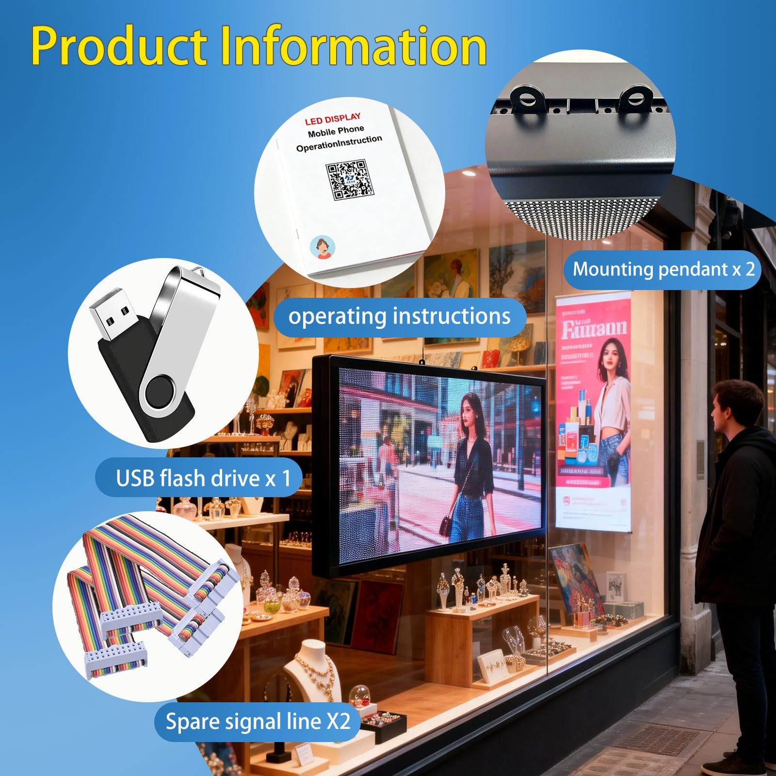P6 Programmable Scrolling Led Sign Custom Digital Signage Displays 40&Prime;X17&Prime;