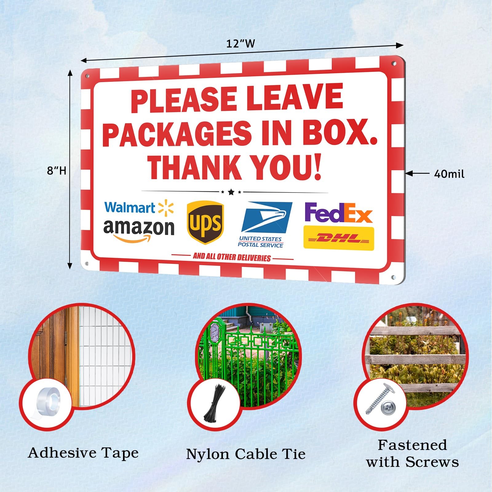 8×12&Prime; « Please Leave Packages in Box » Package Delivery Sign for Outside