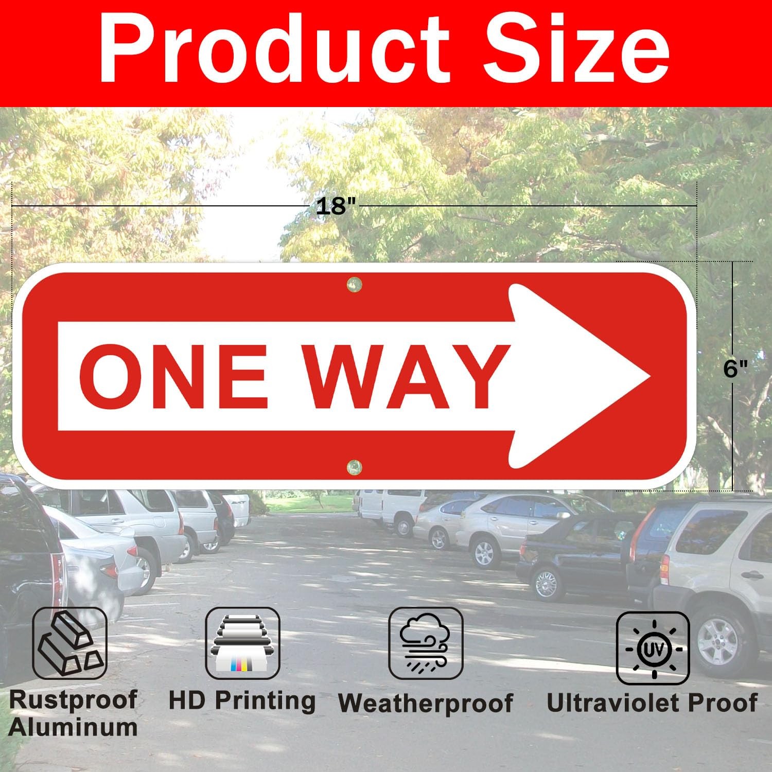 2 Pack One Way Sign with Arrow 18×6 inch Left Right Reflective Aluminum