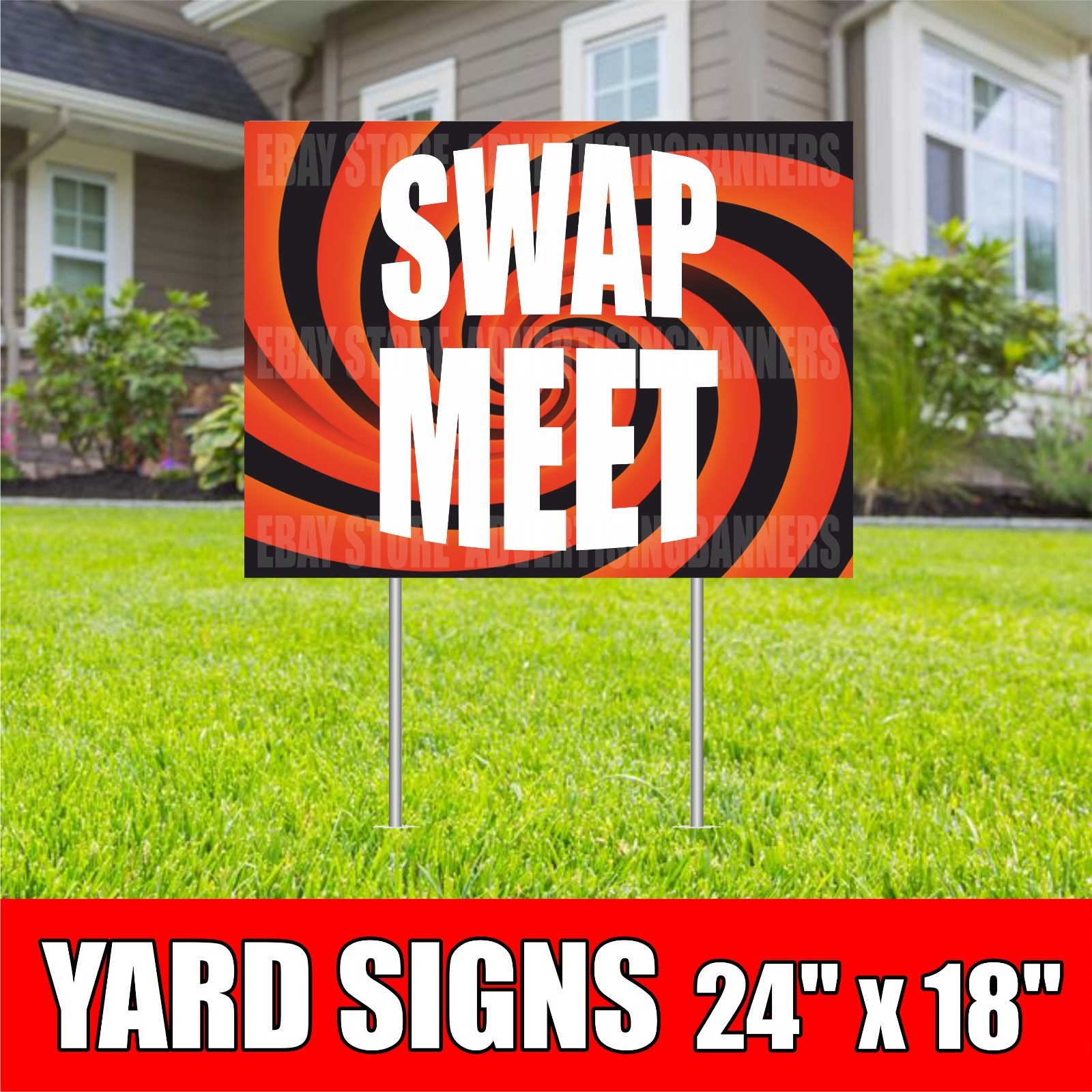 SWAP MEET Yard Sign with H-Stakes Flea Market Antique Outdoor Mall Bazaar