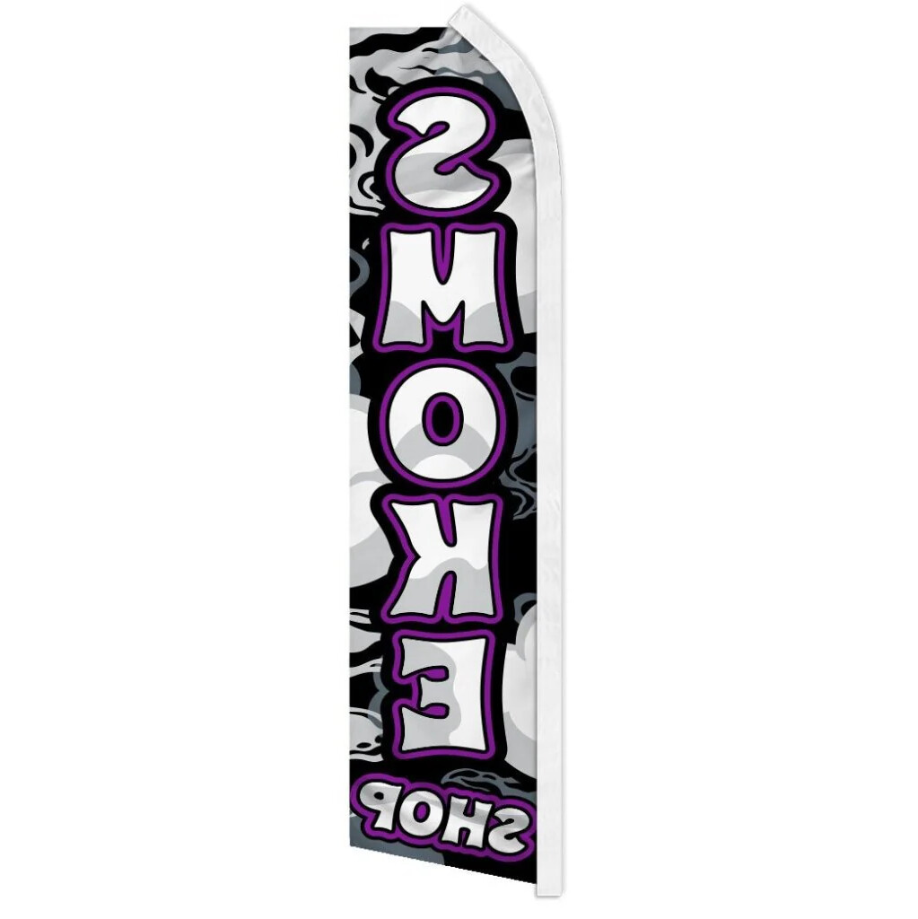 « SMOKE SHOP » advertising super flag swooper banner business vape e-cig purple