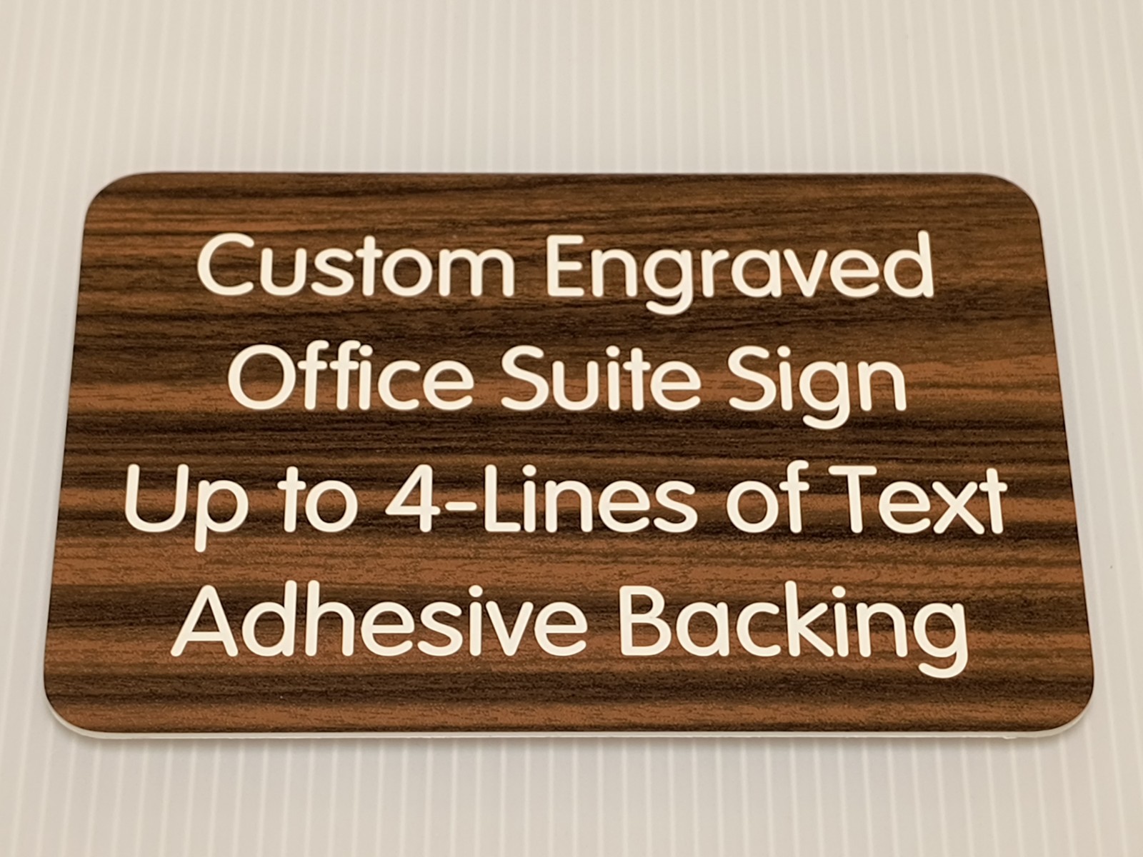 Custom Engraved Walnut 4×6 Office Suite Sign | Small Business Wall Door Plaque