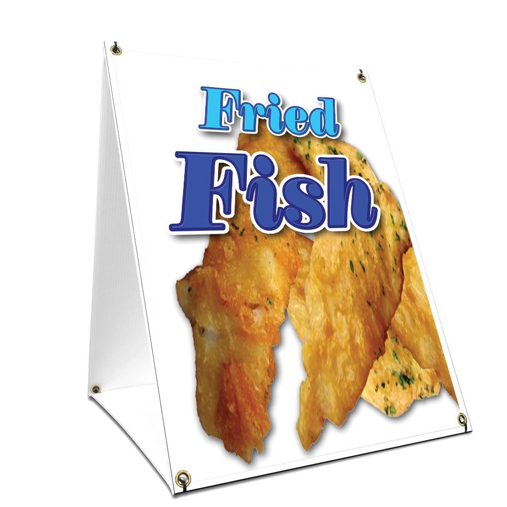 Signmission A-Frame Sidewalk Fried Fish Sign Graphics On Each 18 X 24 Print