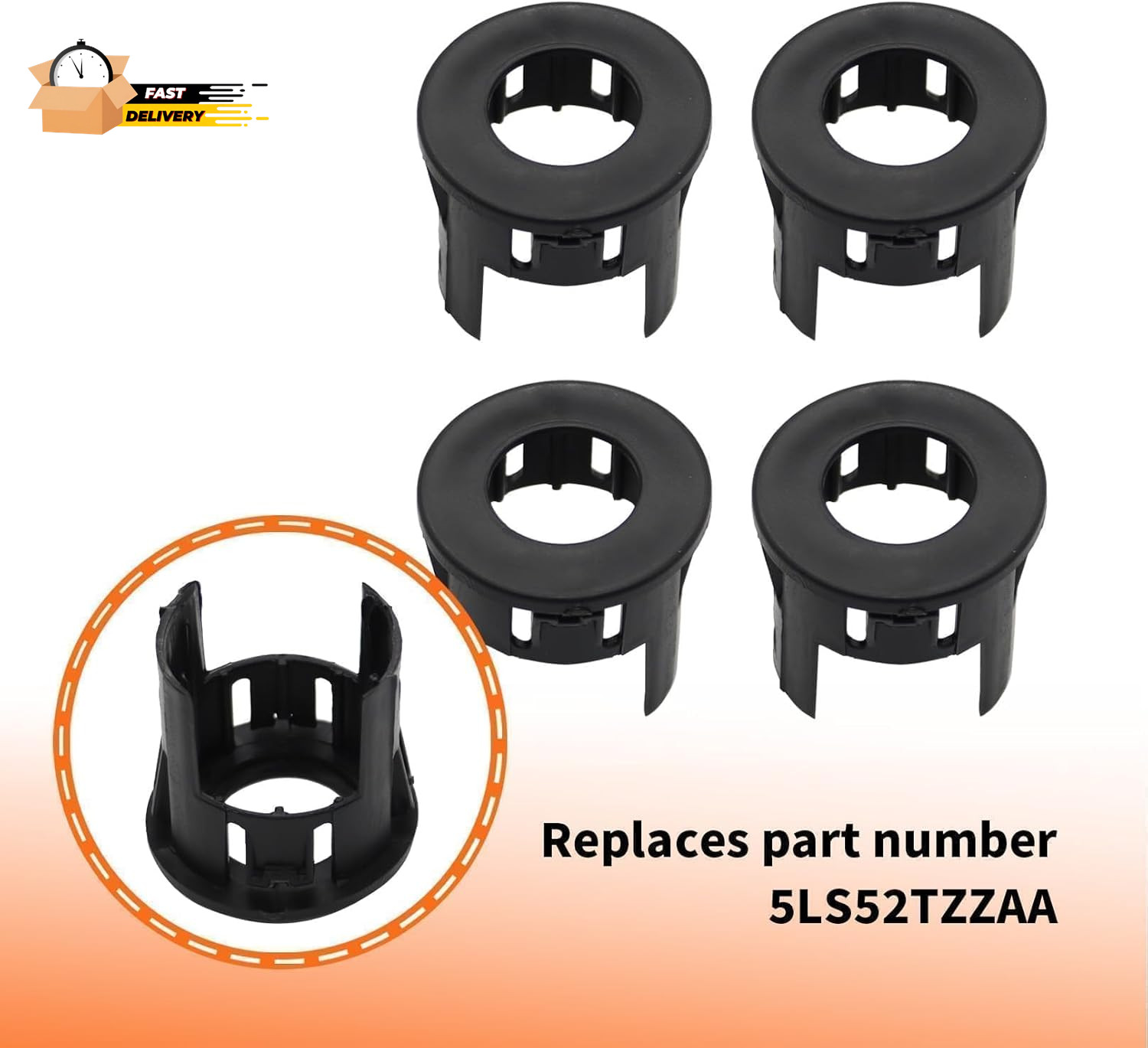 4X Parking Assist Sensor Mount Bracket Bezels Compatible with 2014-2018 Ram 150
