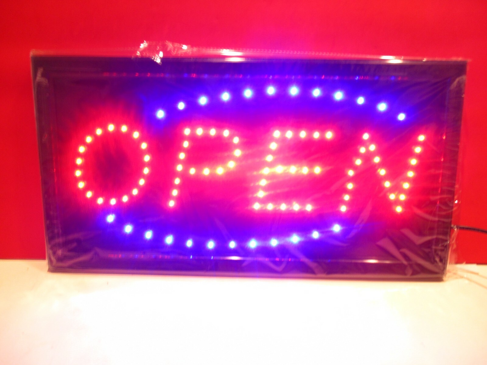 Large 19 x 10&Prime; Bright LED Animated Open Store Shop Food Business Sign Display