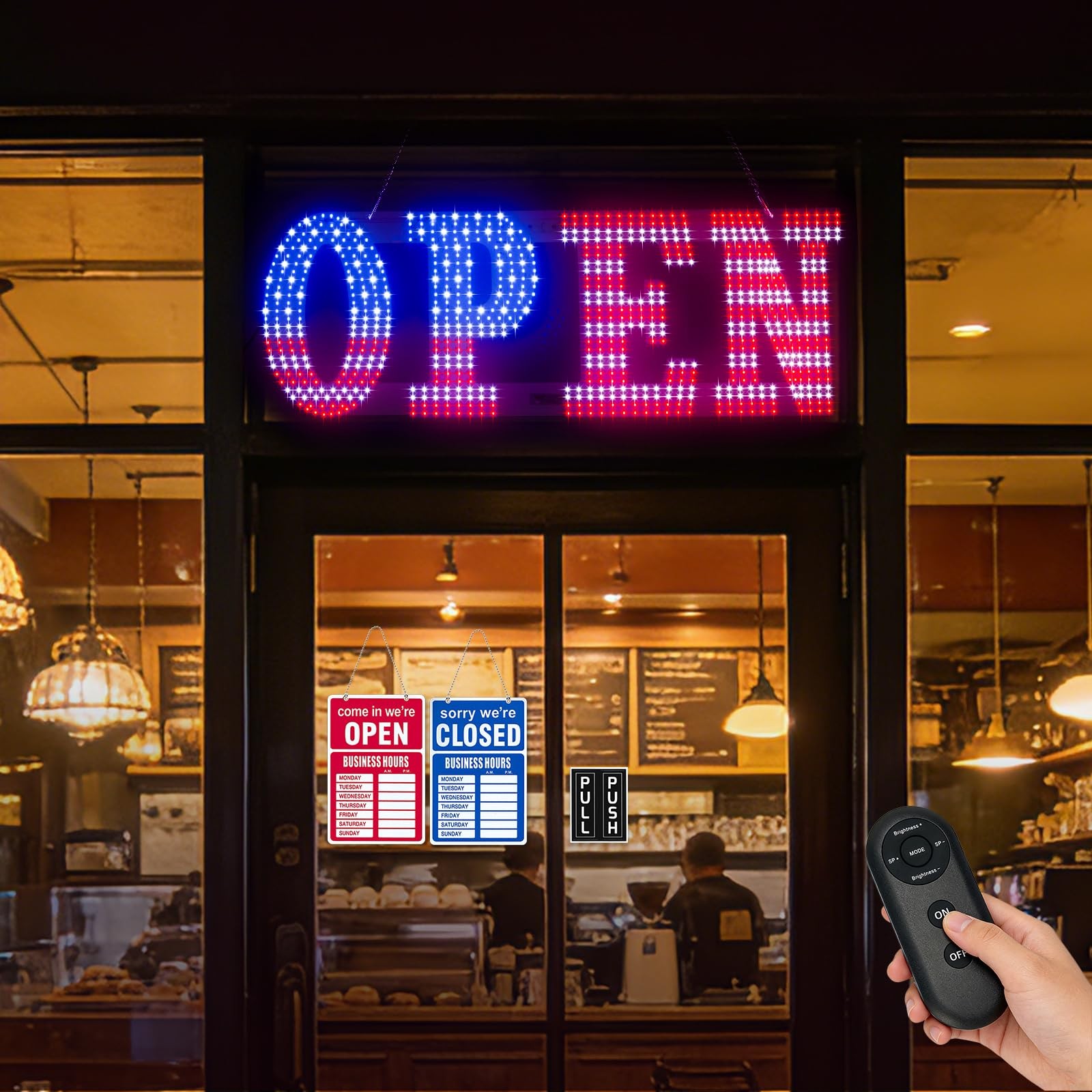 LED Open Signs for Business, 30&Prime; x 10&Prime; Large super Bright LED open Sign, Dimm…