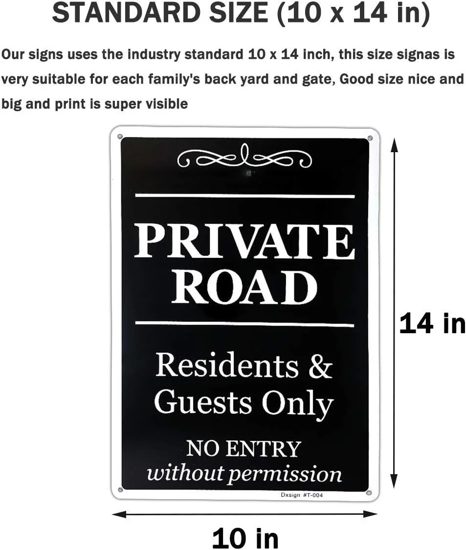2 Pack Private Road Sign, Residents & Guests Only Access, No Entry Without Permi