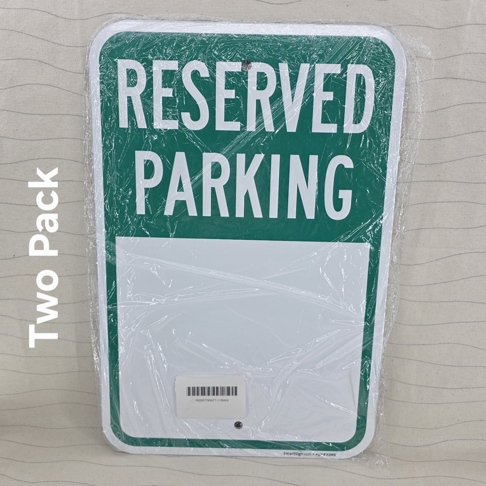(QTY 2) SmartSign Blank Reserved Parking Write-On Sign Metal 12&Prime; x 18&Prime; NEW