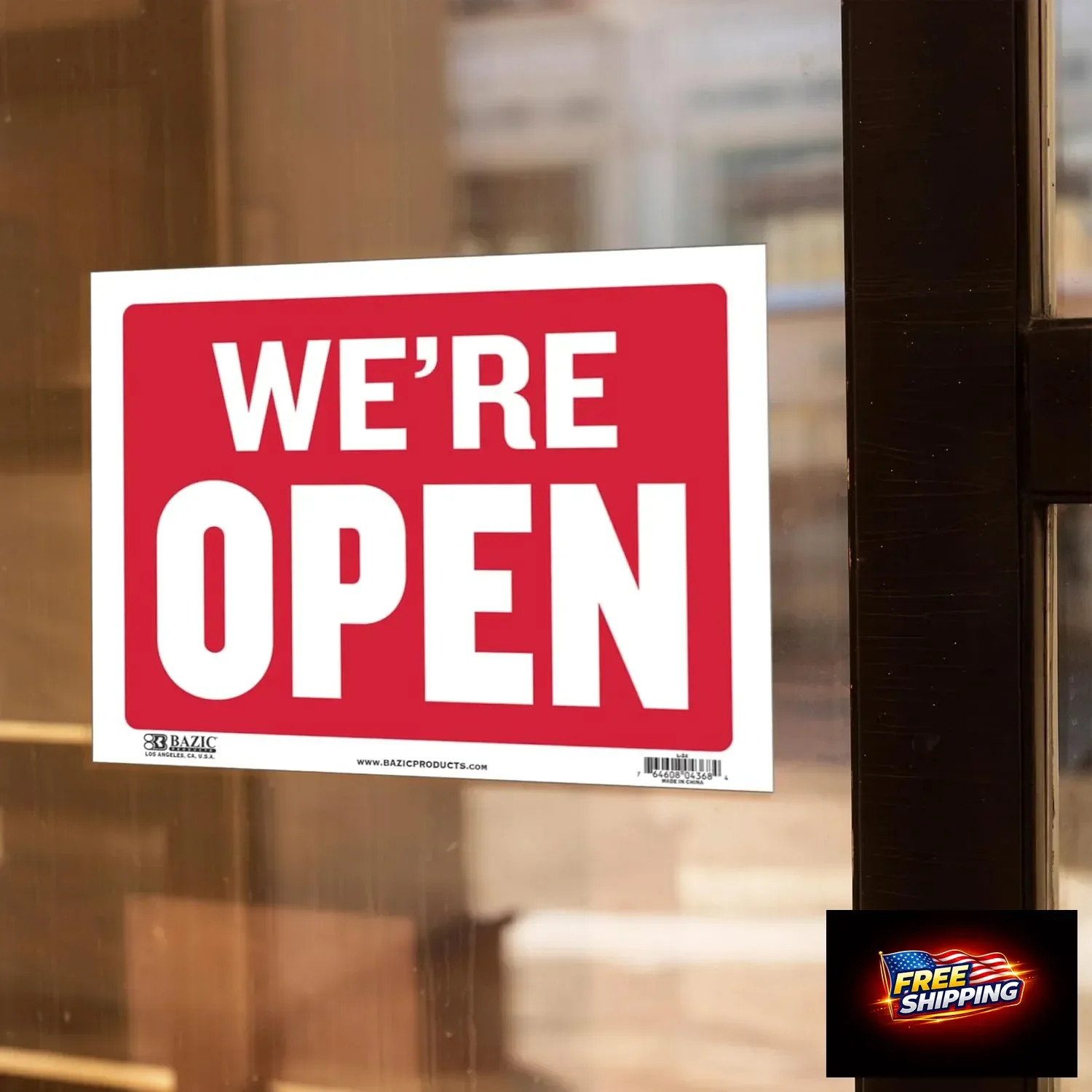 BAZIC Products Open & Closed Sign 12&Prime;x16&Prime;, Double Sides Plastic Vinyl Signs, Bus