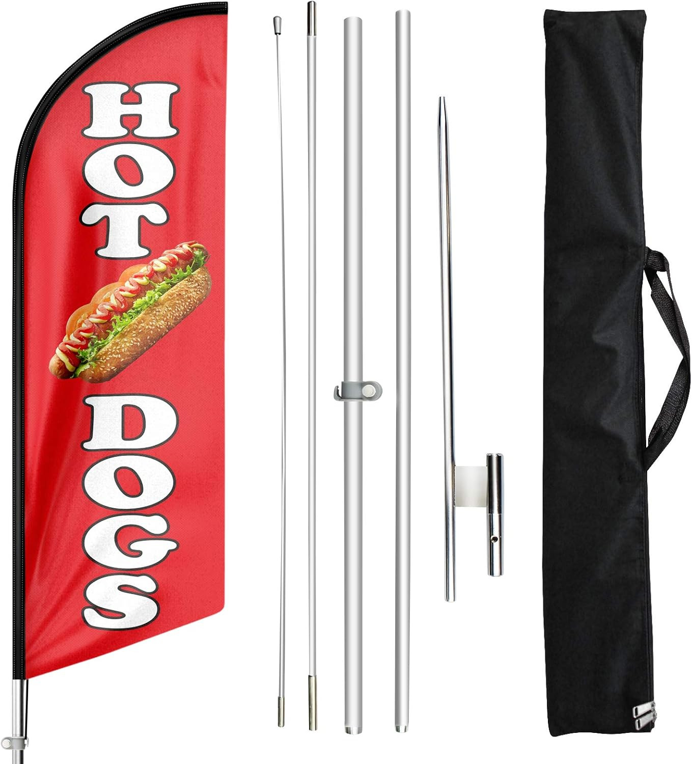 Hot Dog Swooper Flag and Pole Kit – Food Restaurant Advertising Feather Banner S