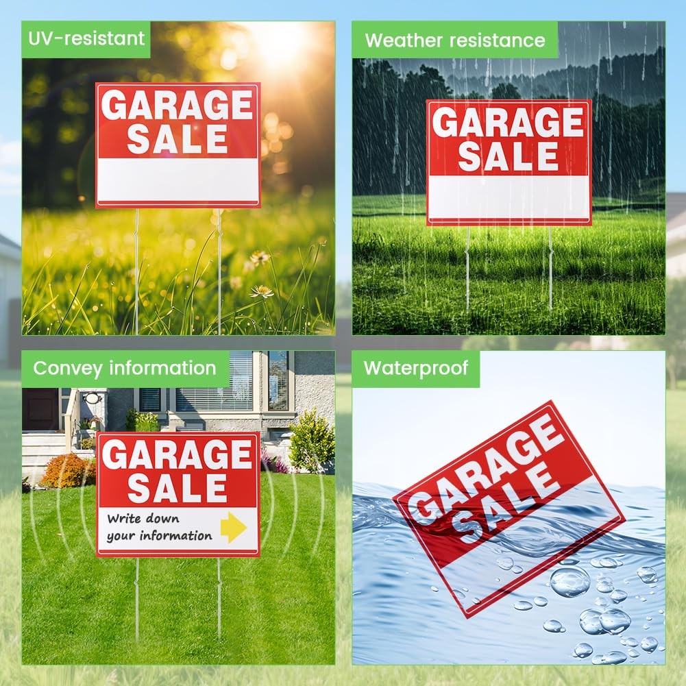 5 Pack 17×13 Inch Double Sided Corrugated Plastic Yard Garage Sale Signs