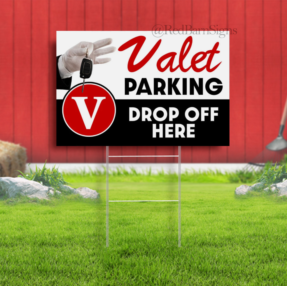 VALET PARKING Indoor Outdoor Yard Sign with Metal Stakes