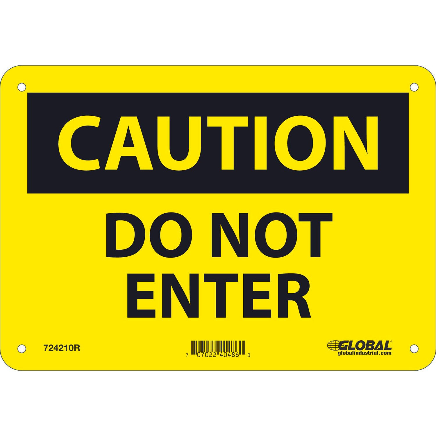 Global Industrial Caution Do Not Enter Sign 7×10 Rigid Plastic