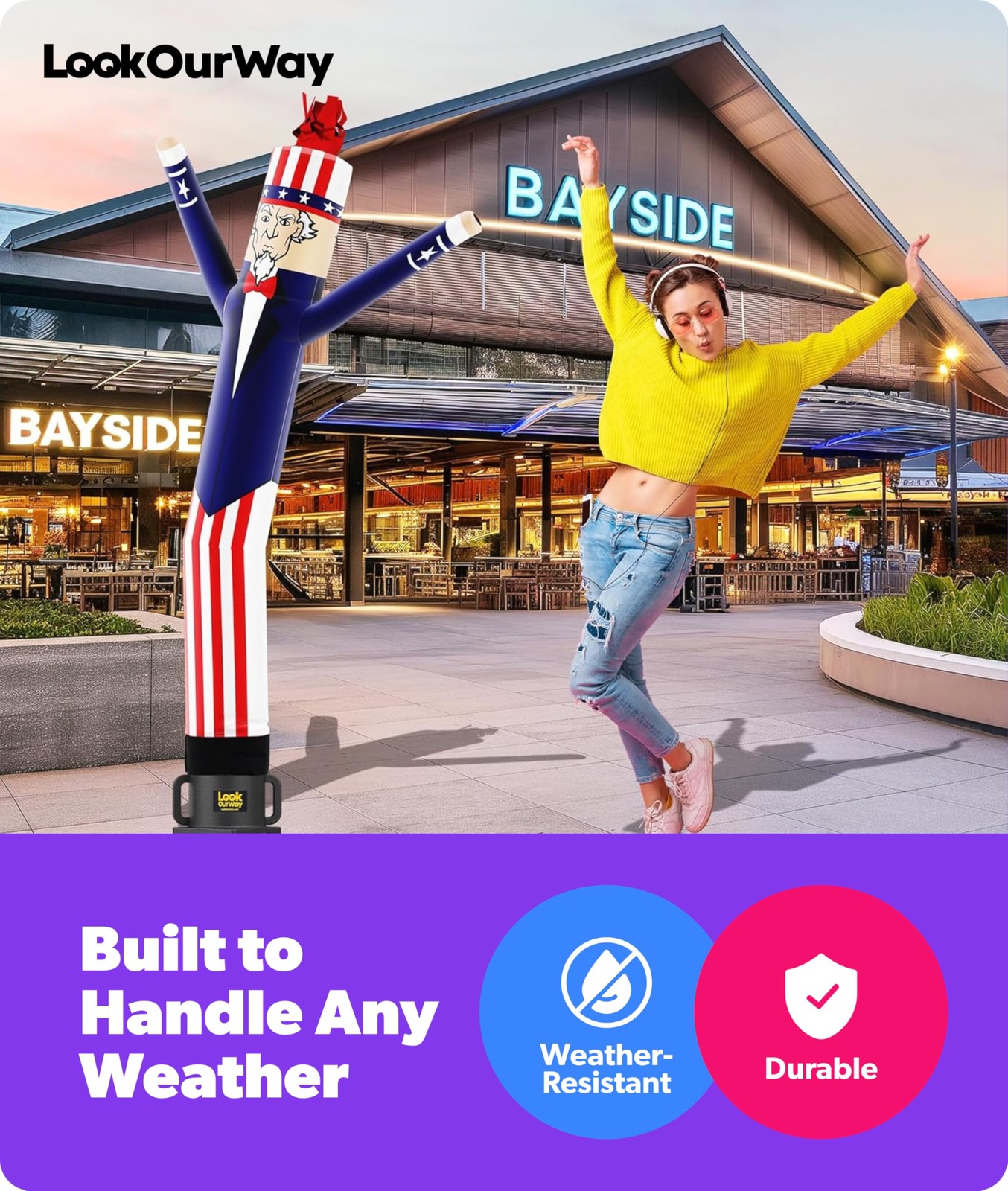 Lookourway Air Dancers Wacky Waving Inflatable Tube Man Attachment – 6 Feet