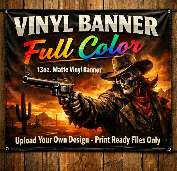144&Prime; x 36&Prime; Design Ready Files Only* Vinyl Banner-Premium 13oz Matte -Grommets