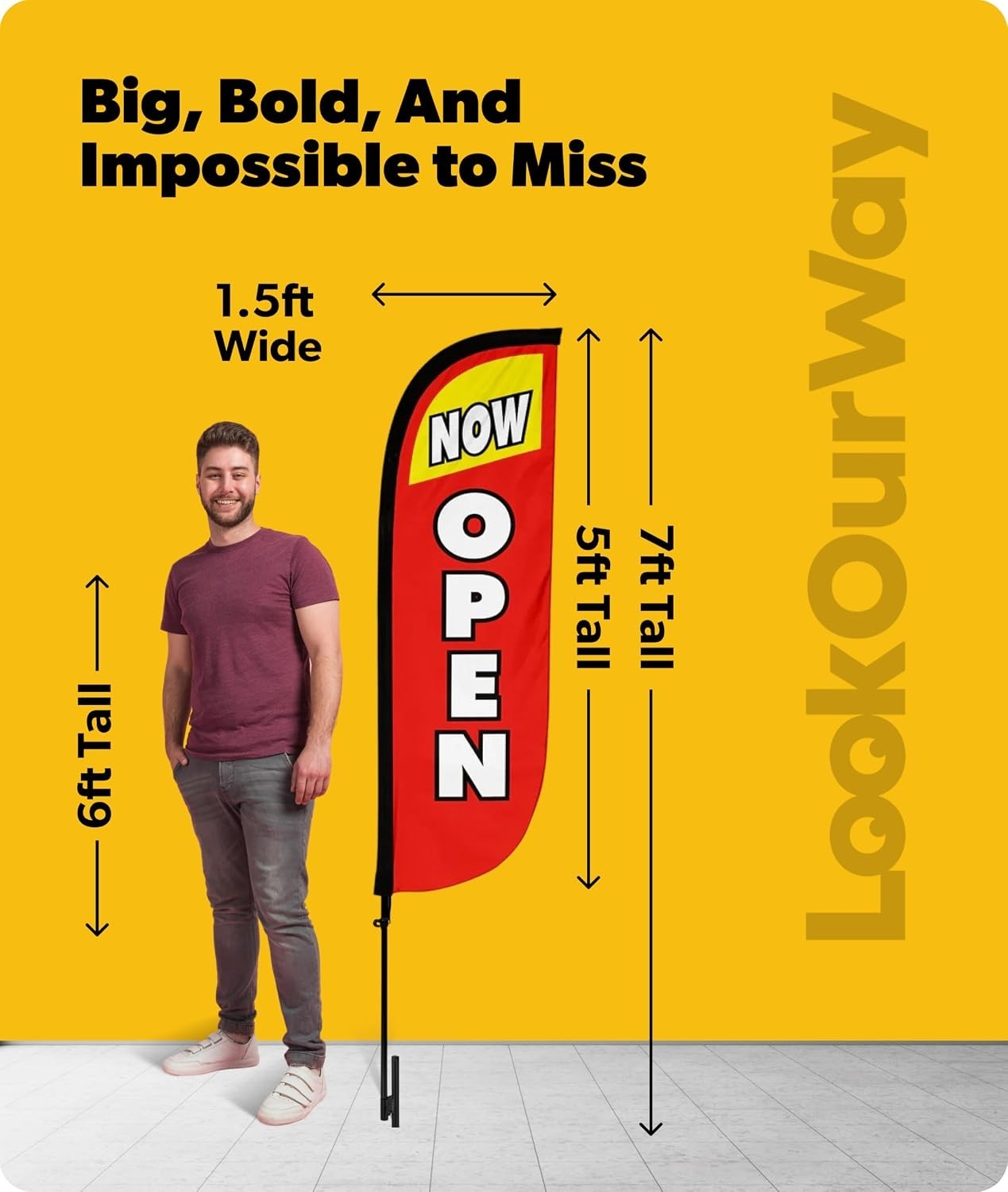 7ft Feather Flag Kit – Eye-Catching Red & Yellow Banner for Business Promotion