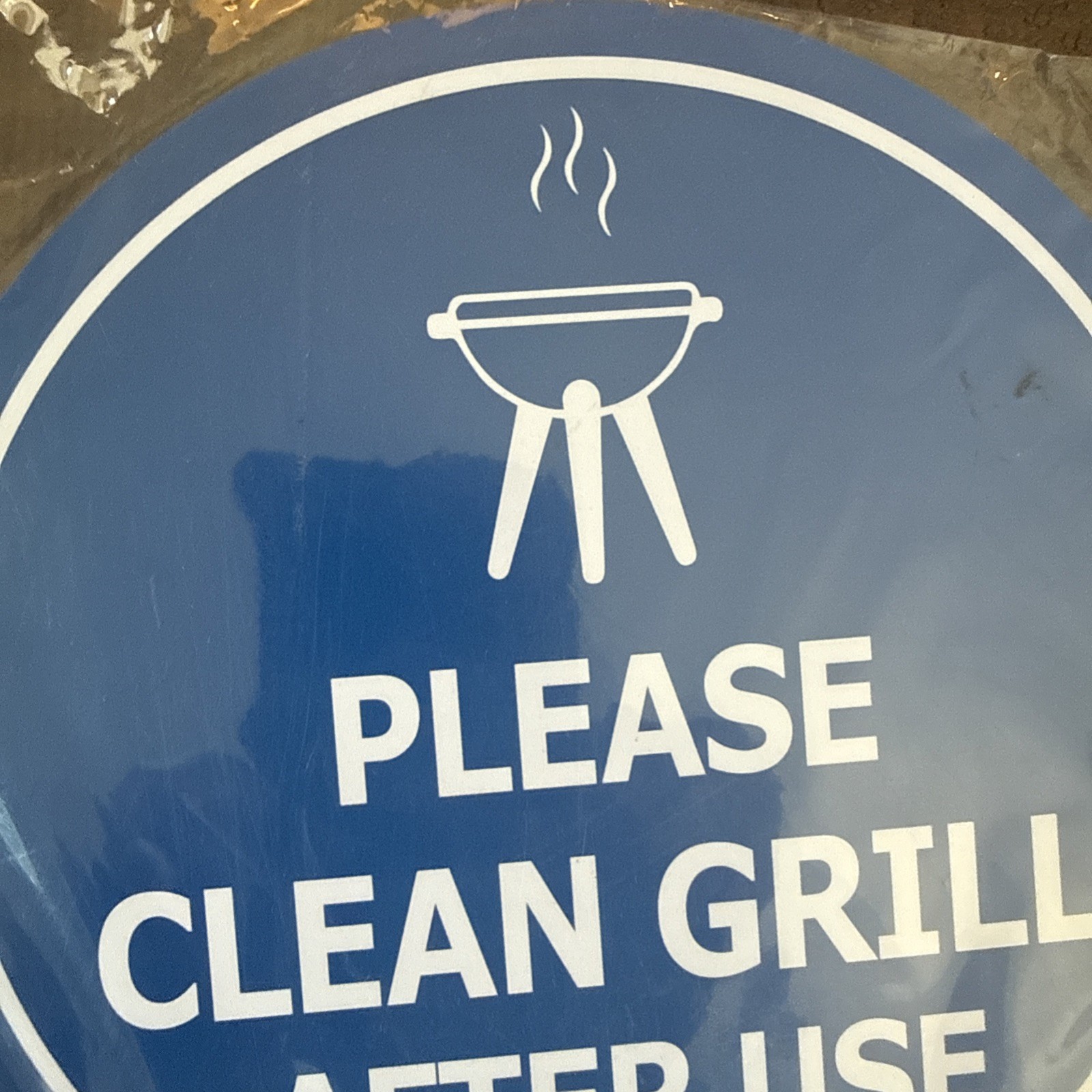 Circle Please Clean Grill after Use Sign BBQ Cleaning Signage Shared Living Blue